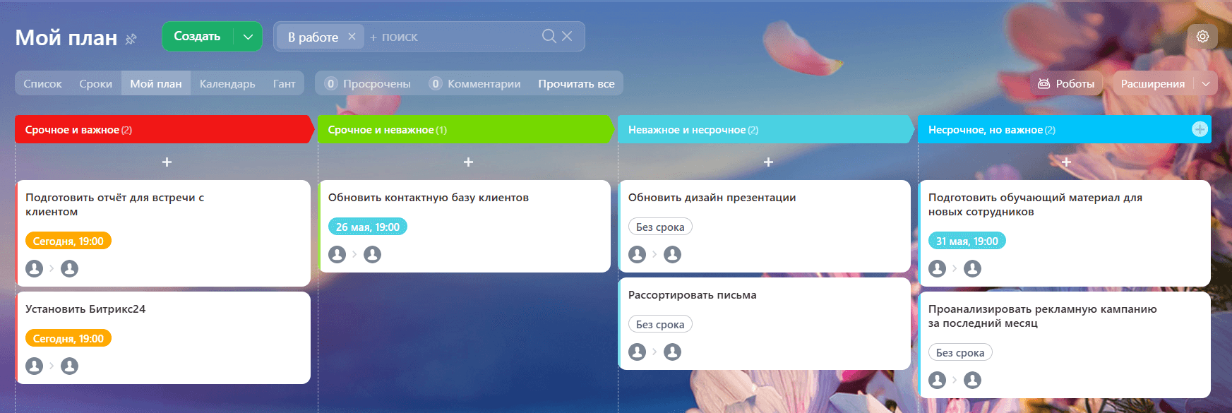 Матрица Эйзенхауэра в Битрикс24