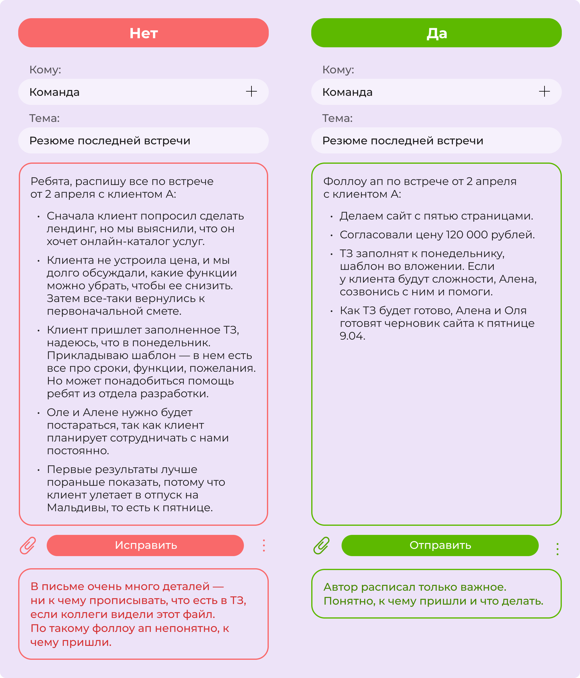 Фиксируйте главное.