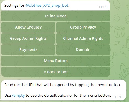 Bot Settings → Menu Button