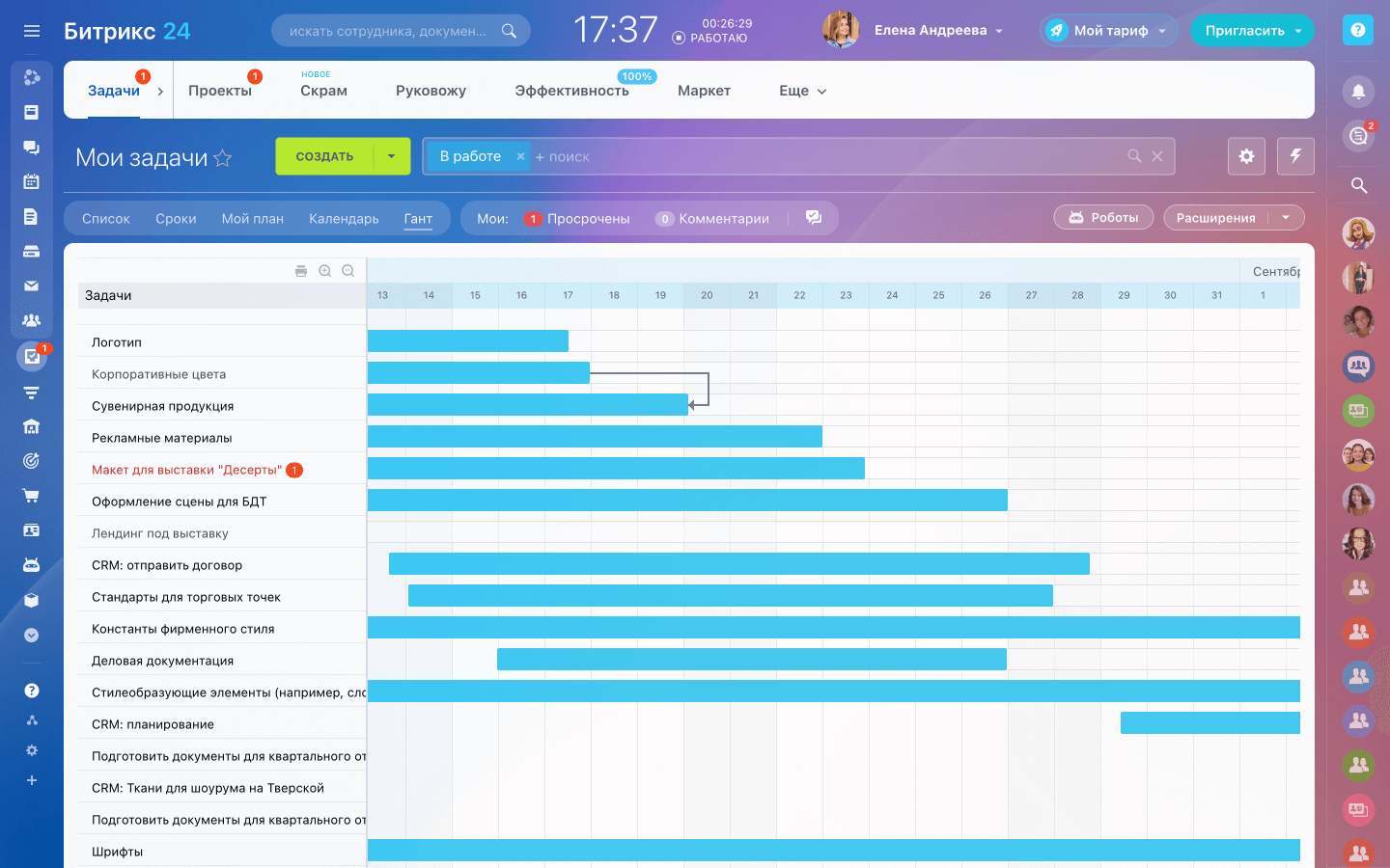 Диаграмма Ганта в Битрикс24