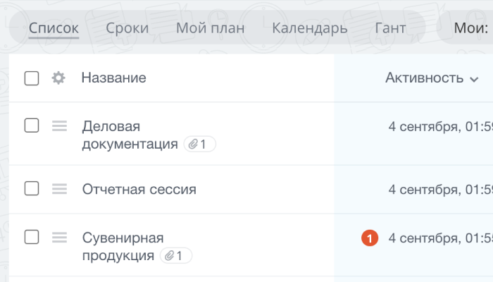 Список задач