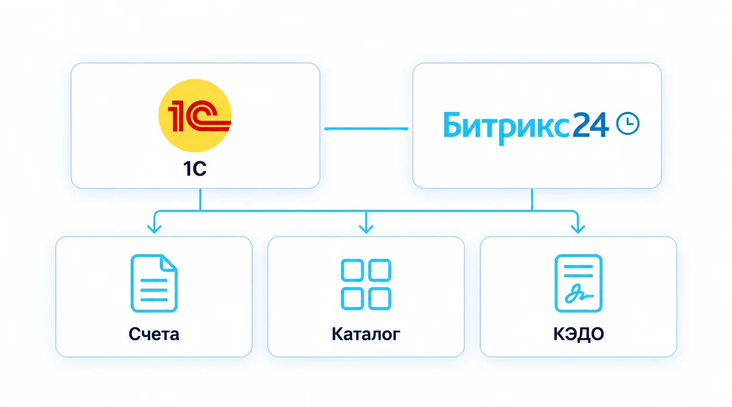 Связь 1С и&nbsp;Битрикс24: счета, каталог и&nbsp;кадровые документы