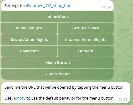 Bot Settings → Menu Button