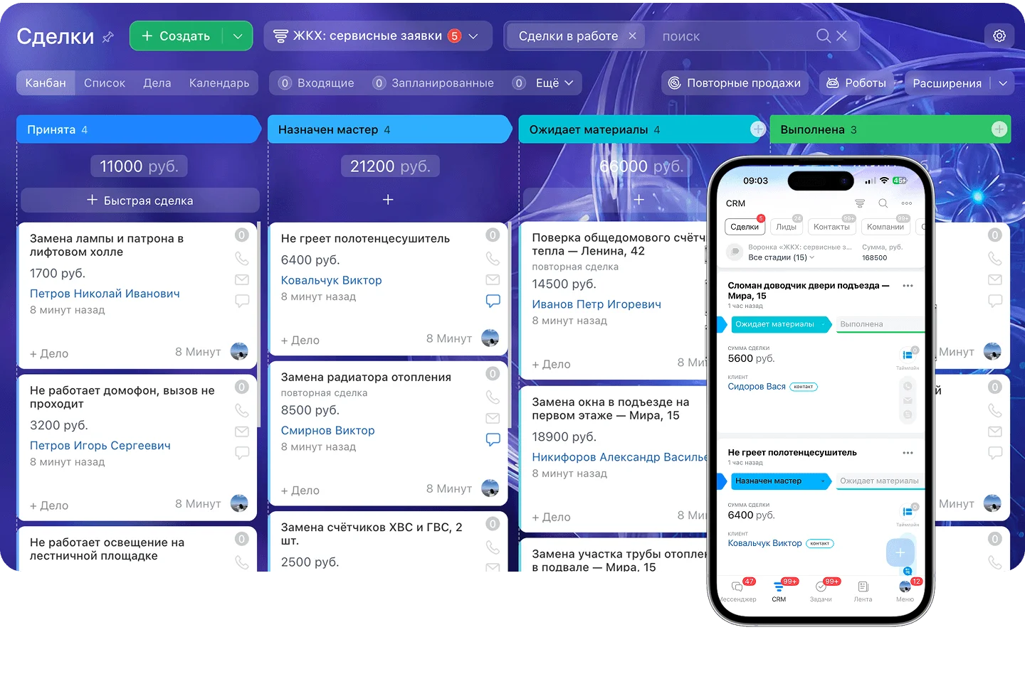 Воронка заявок жителей в&nbsp;CRM управляющей компании