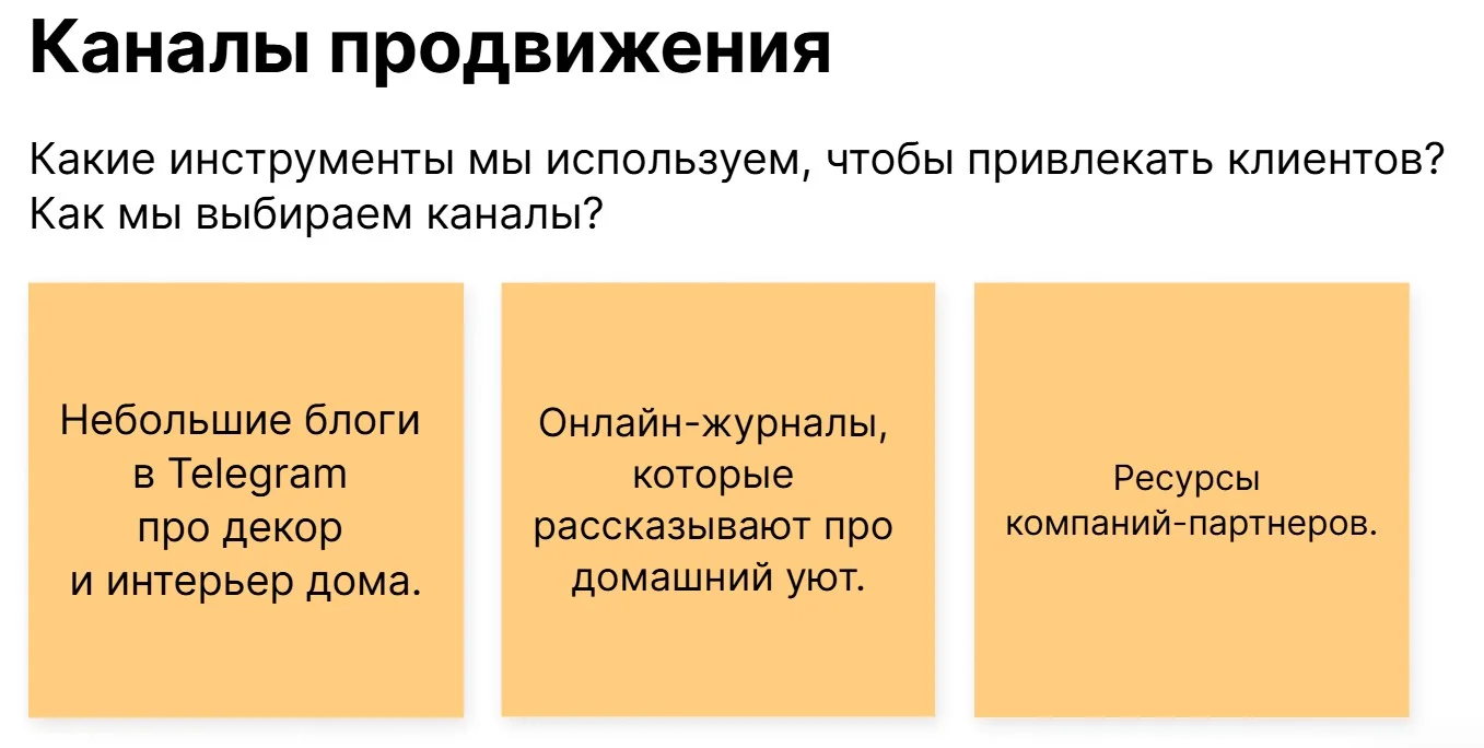 Lean Canvas: каналы продвижения