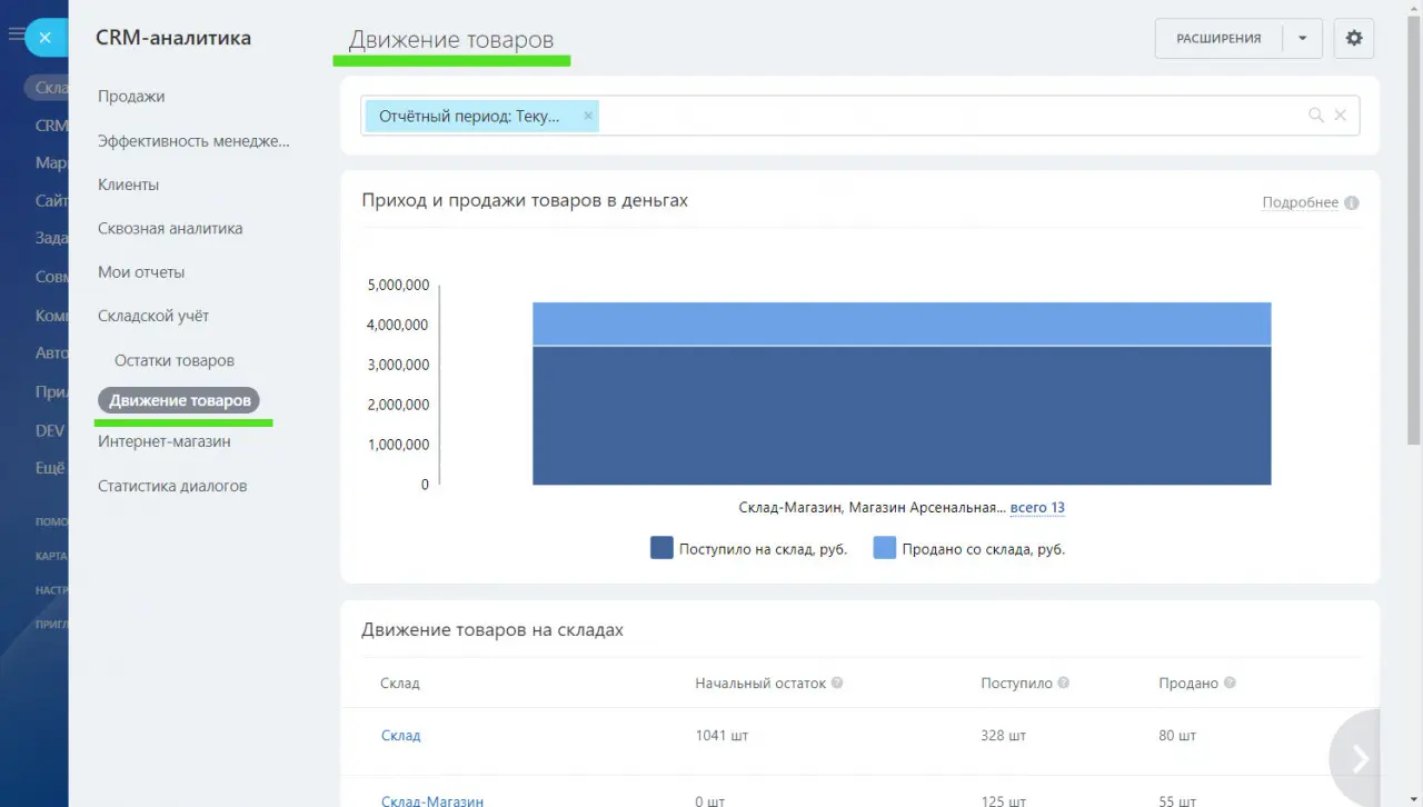 Движение товаров